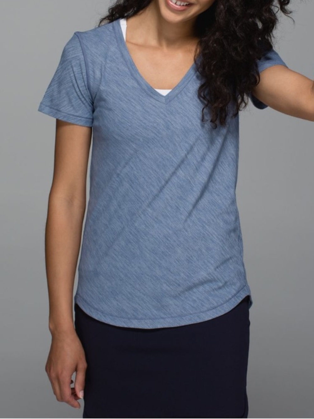 Lululemon Light Blue What The Sport V Neck Tee Size 8-10 - Picture 2 of 12